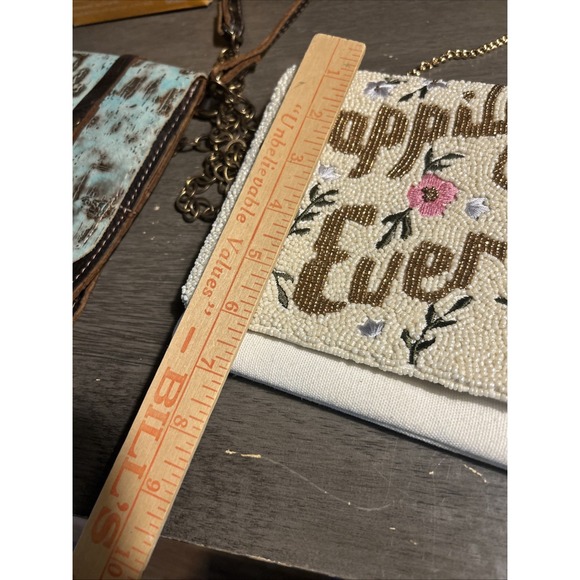 Francesca's Happily Ever After Beaded Clutch Bride Wedding Shower Handbag Purse - Picture 5 of 9